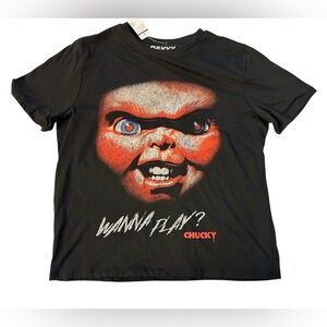 Chucky Black Short Sleeve Tee with Bold Graphic